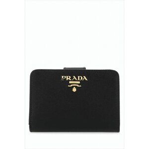 PRADA Textured Calf Leather Wallet With Snap Closure And Metallic Logo